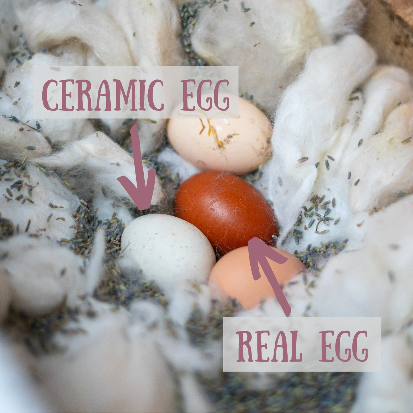 CERAMIC NEST EGG SET- DECORATED